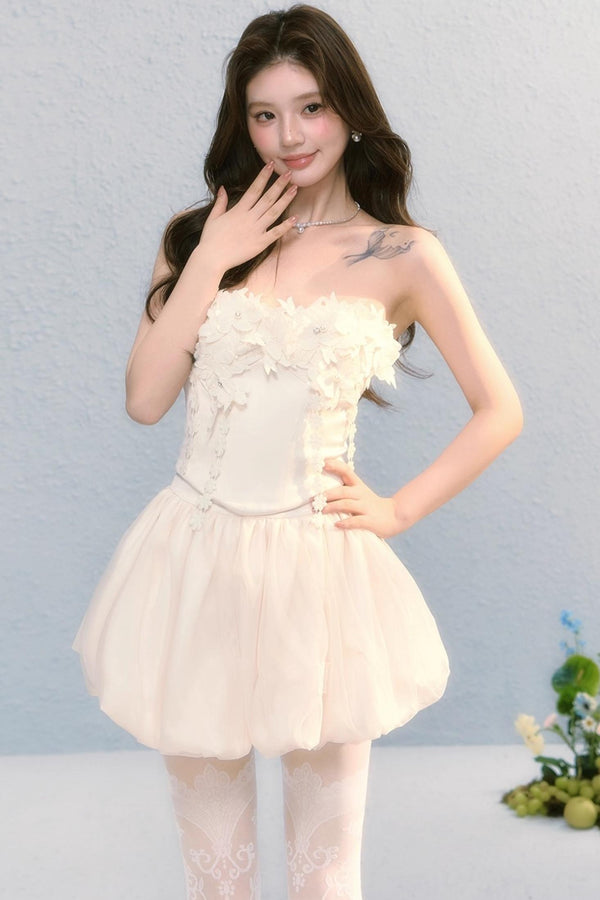 Embroidered Roses Two-Piece Skirt Set-Up