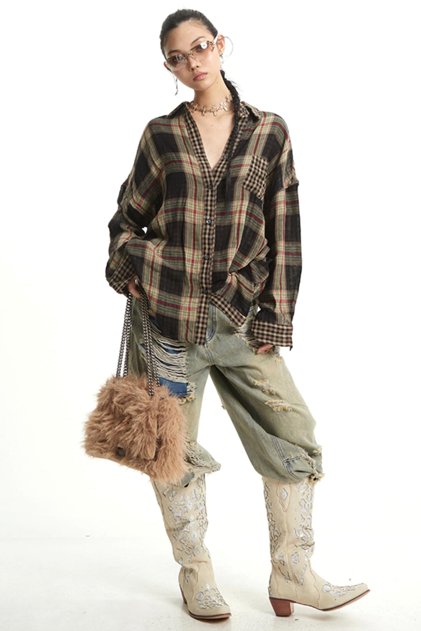 Retro Wide-Leg Denim Trousers