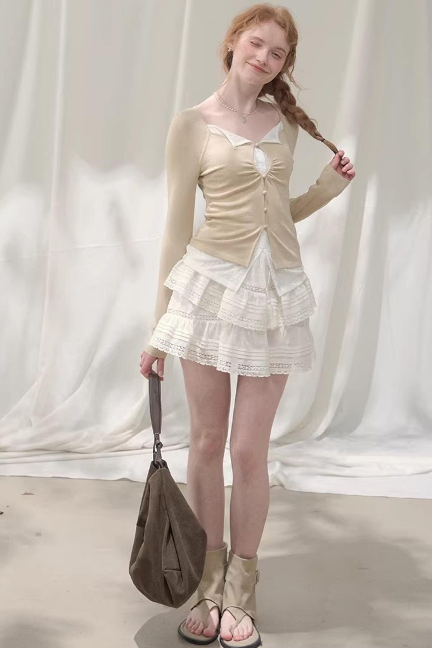 Seashell Lace Layered Top