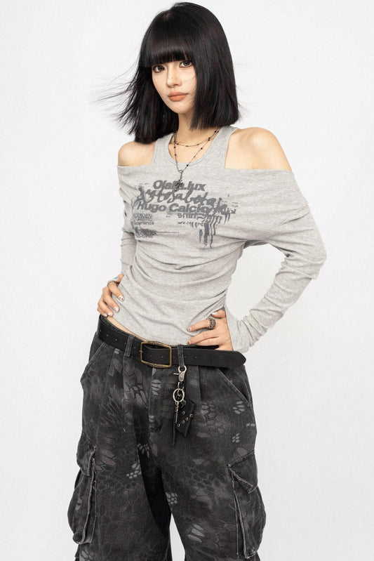 Swing Collar Design Slim T-Shirt