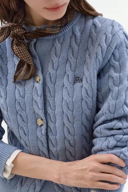 Speckled Cable Knit Cardigan