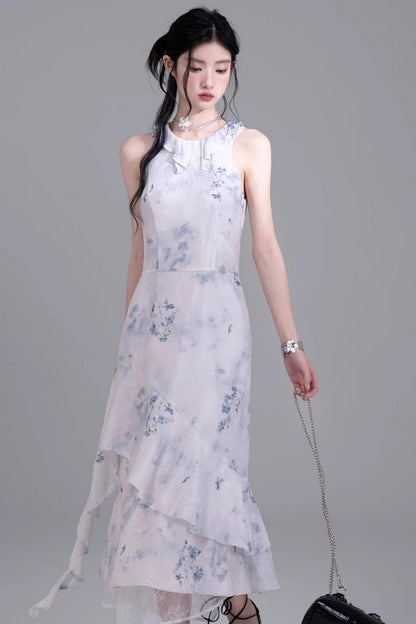 Fluid Floral Cascade Dress