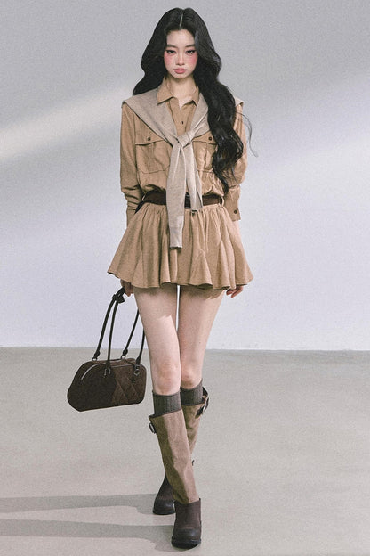 High Wisdom Cargo Dress & Shawl Set