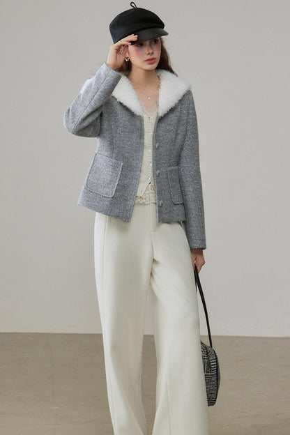 High-Waisted Velvet Wide-Leg Pants