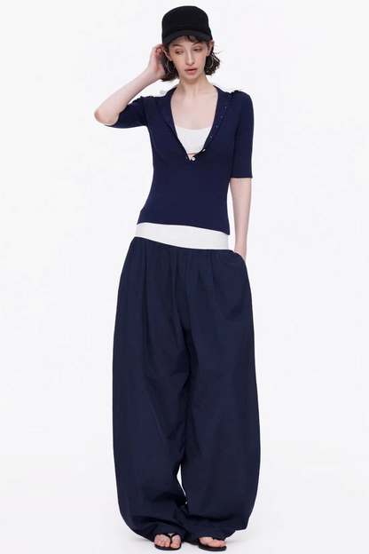 Lyocell Color-Blocked Knit Top