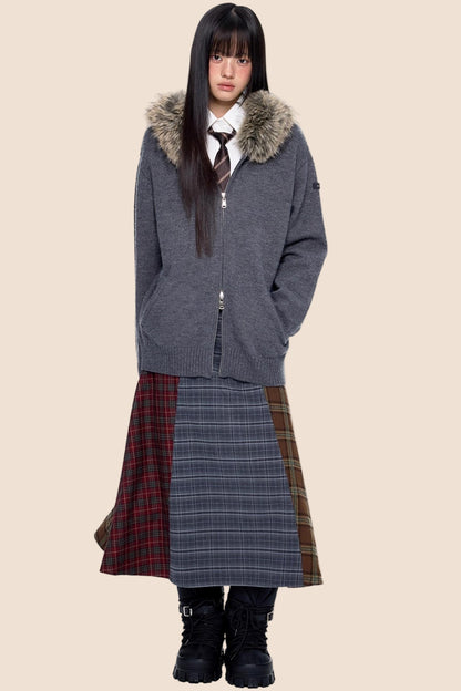 Vintage Knit Hooded Cardigan