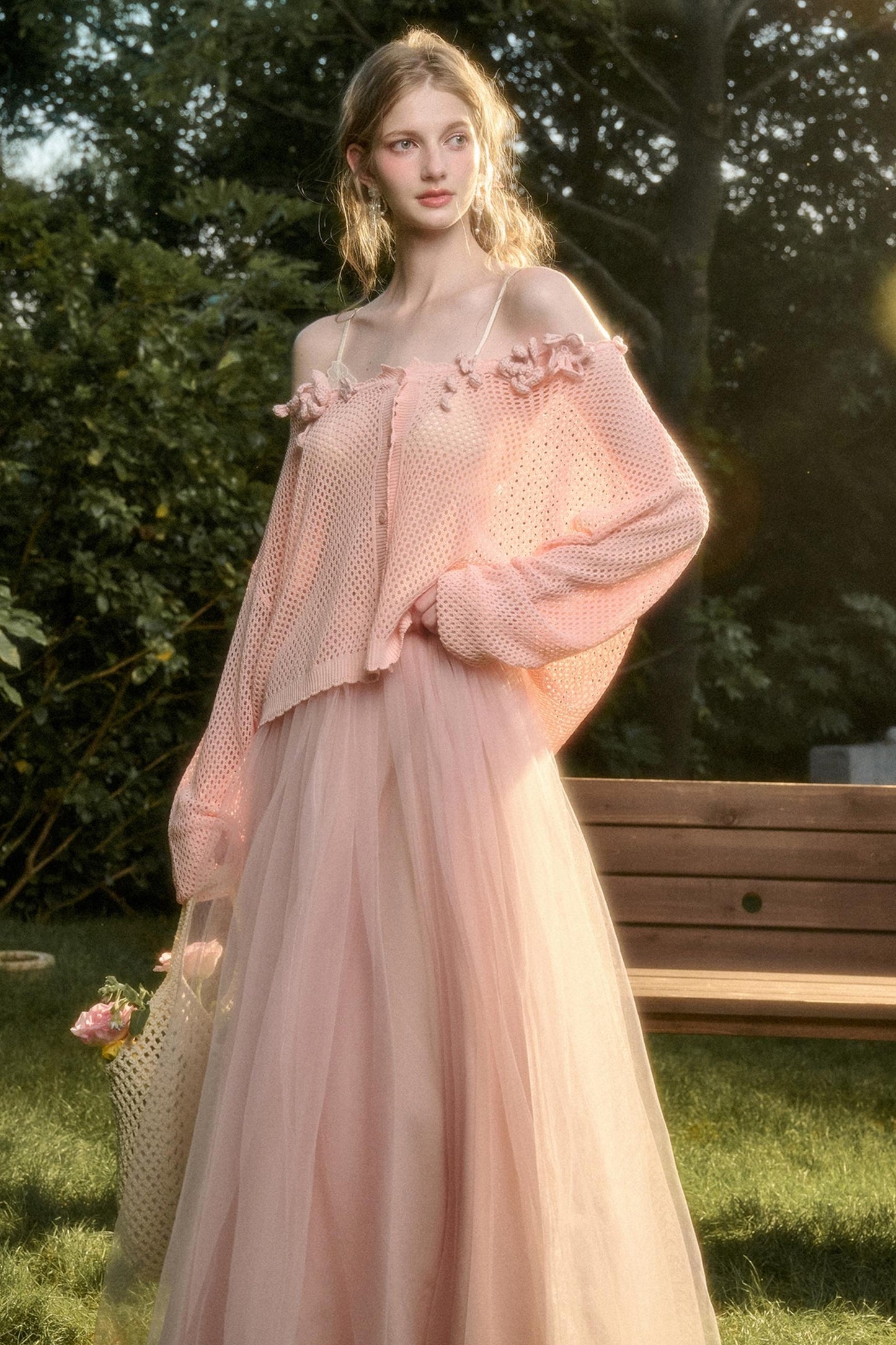 Galaxy Ice Silk Hollow Cardigan