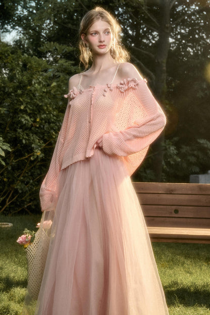 Galaxy Ice Silk Hollow Cardigan