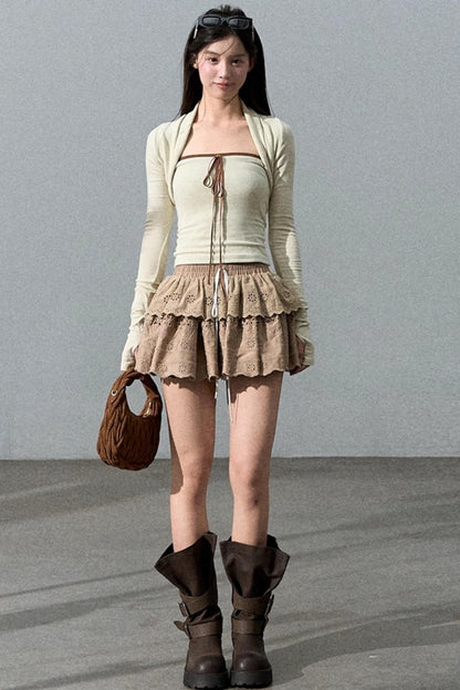 Fall Bandeau With Cardigan Set