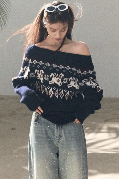 Sheep Wool Fair Isle Sweater