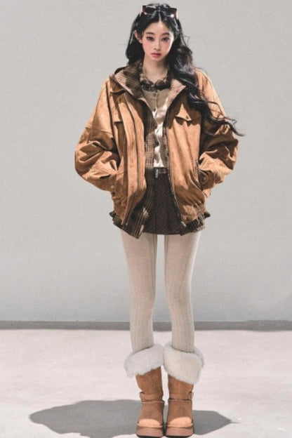 Hepburn Plaid Hooded Coat