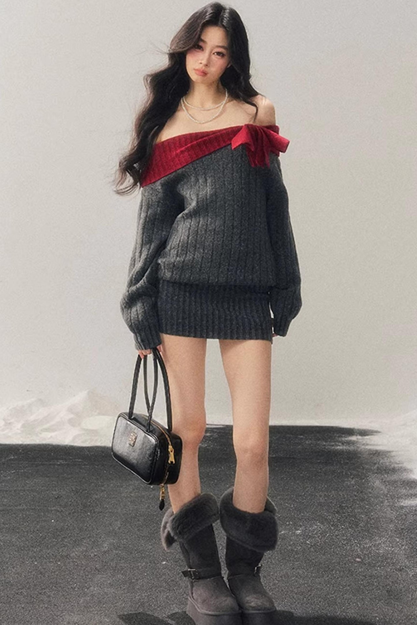 Off-Shoulder American Sweater Dress