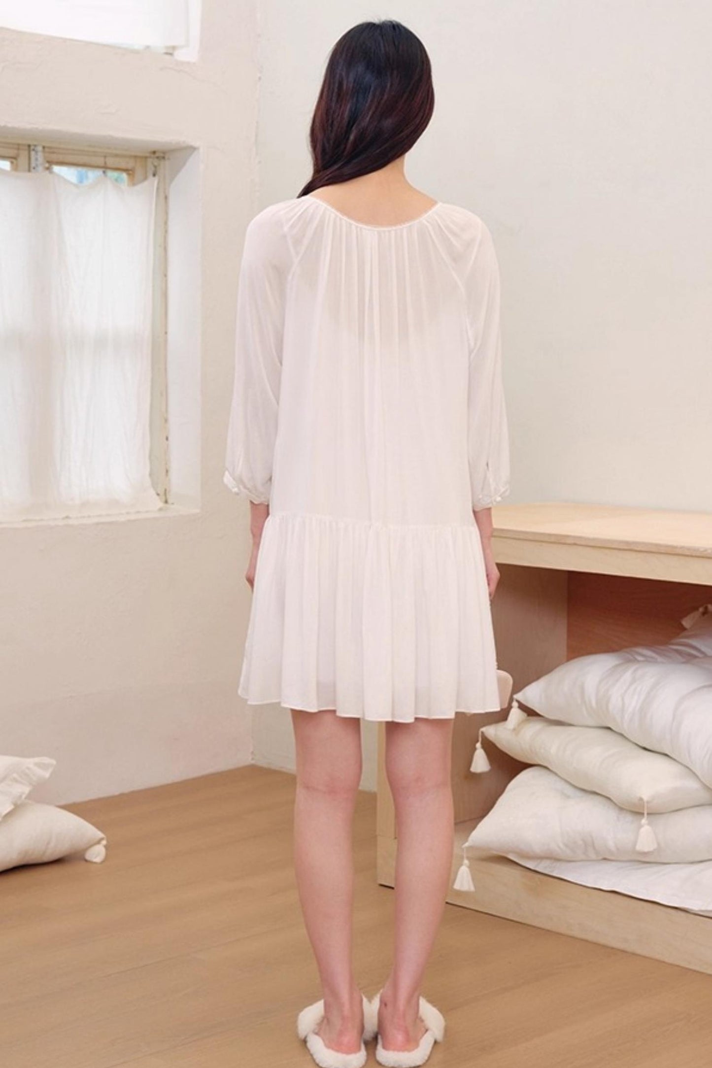 Light Dance Long-Sleeved Shirt Dress