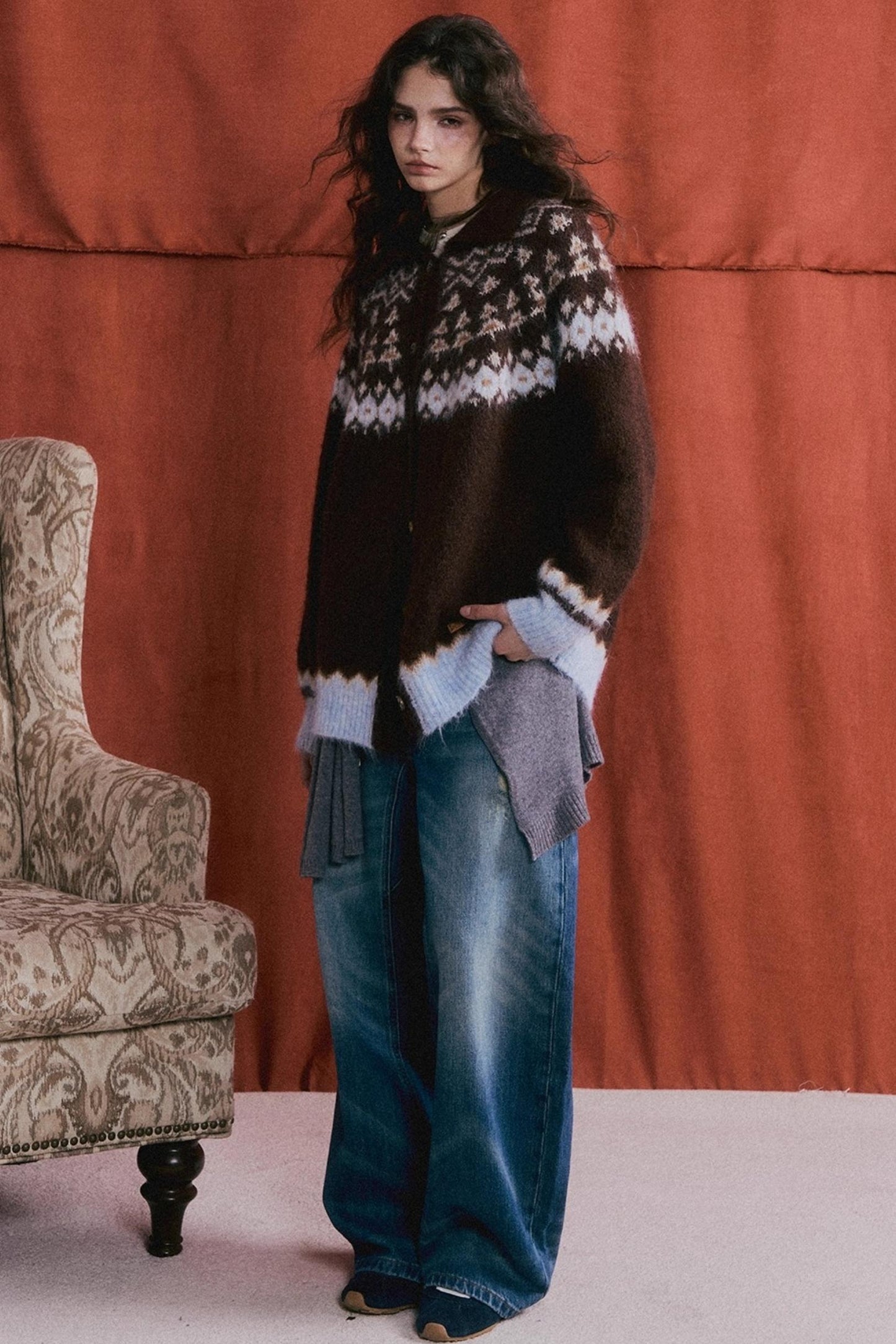 Fair Isle Knit Cardigan Set-Up