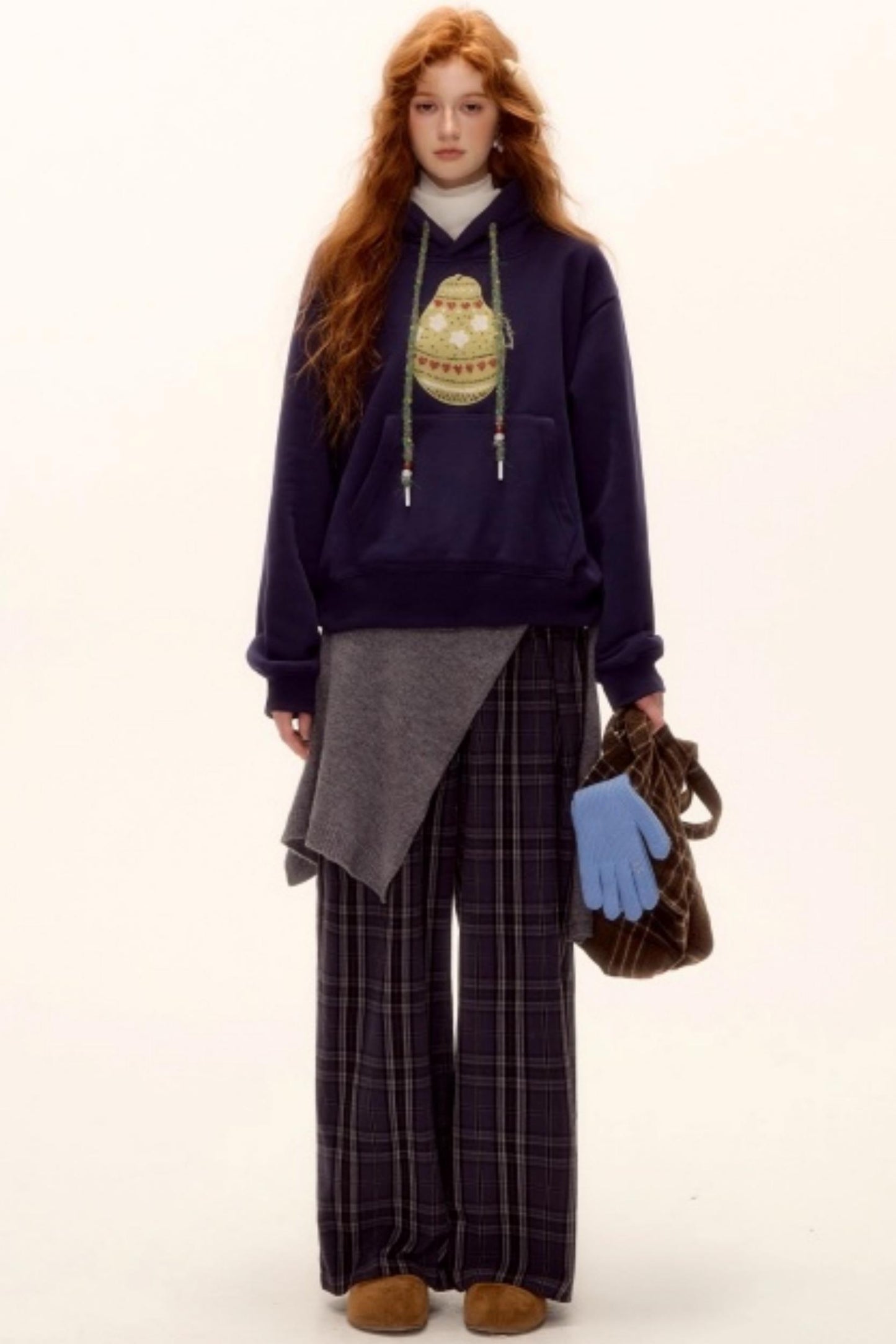 Brushed Fair Isle Knit Hoodie Sweater