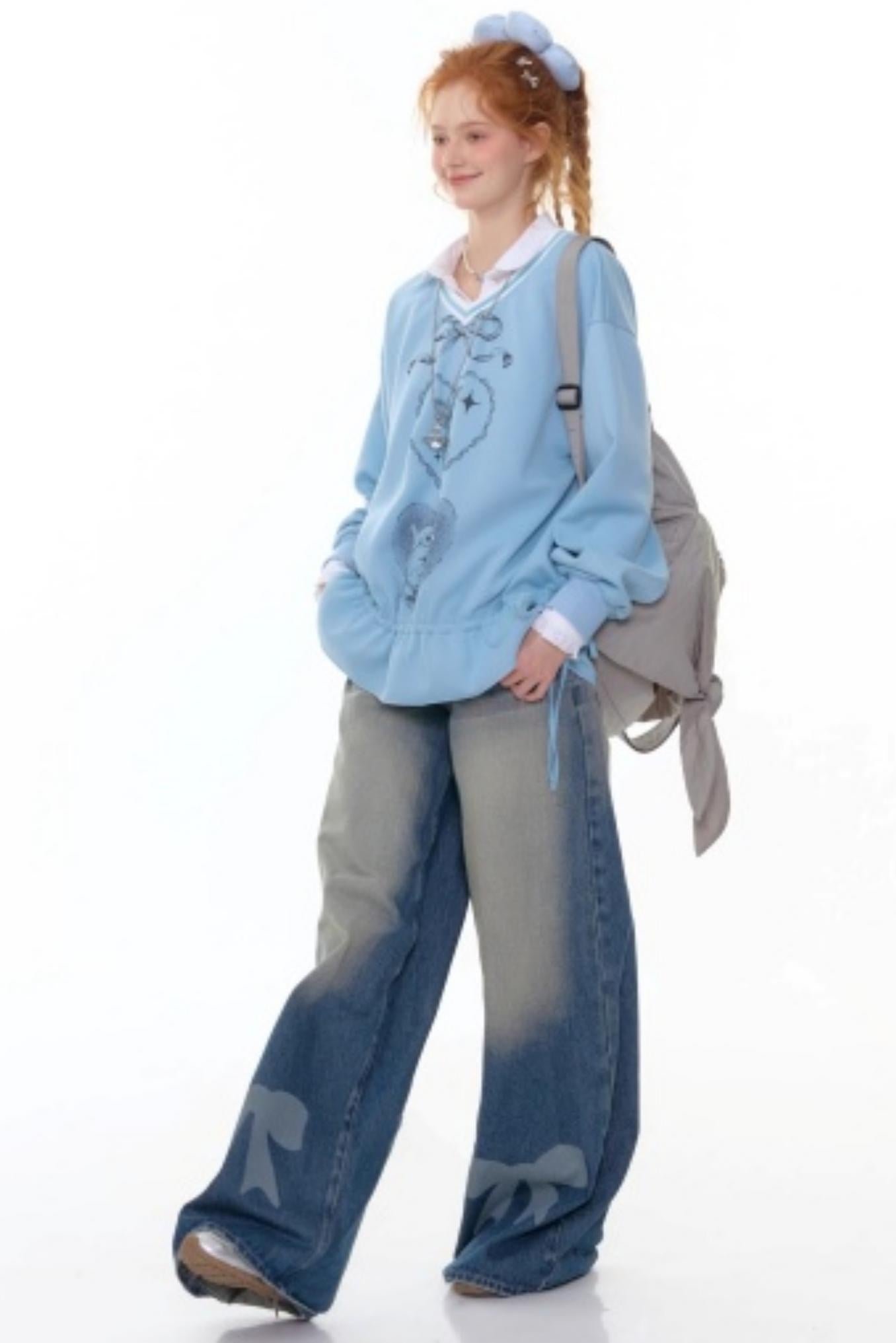 Retro Rabbit V-Neck Sweatshirt