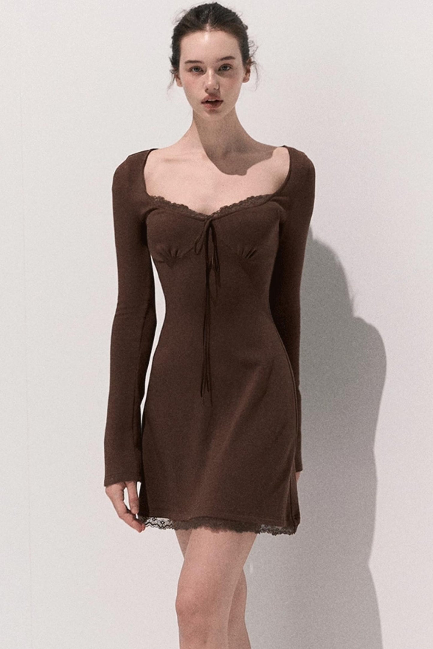 Lace Stitched Knit Waist Dress