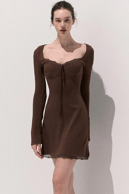 Lace Stitched Knit Waist Dress