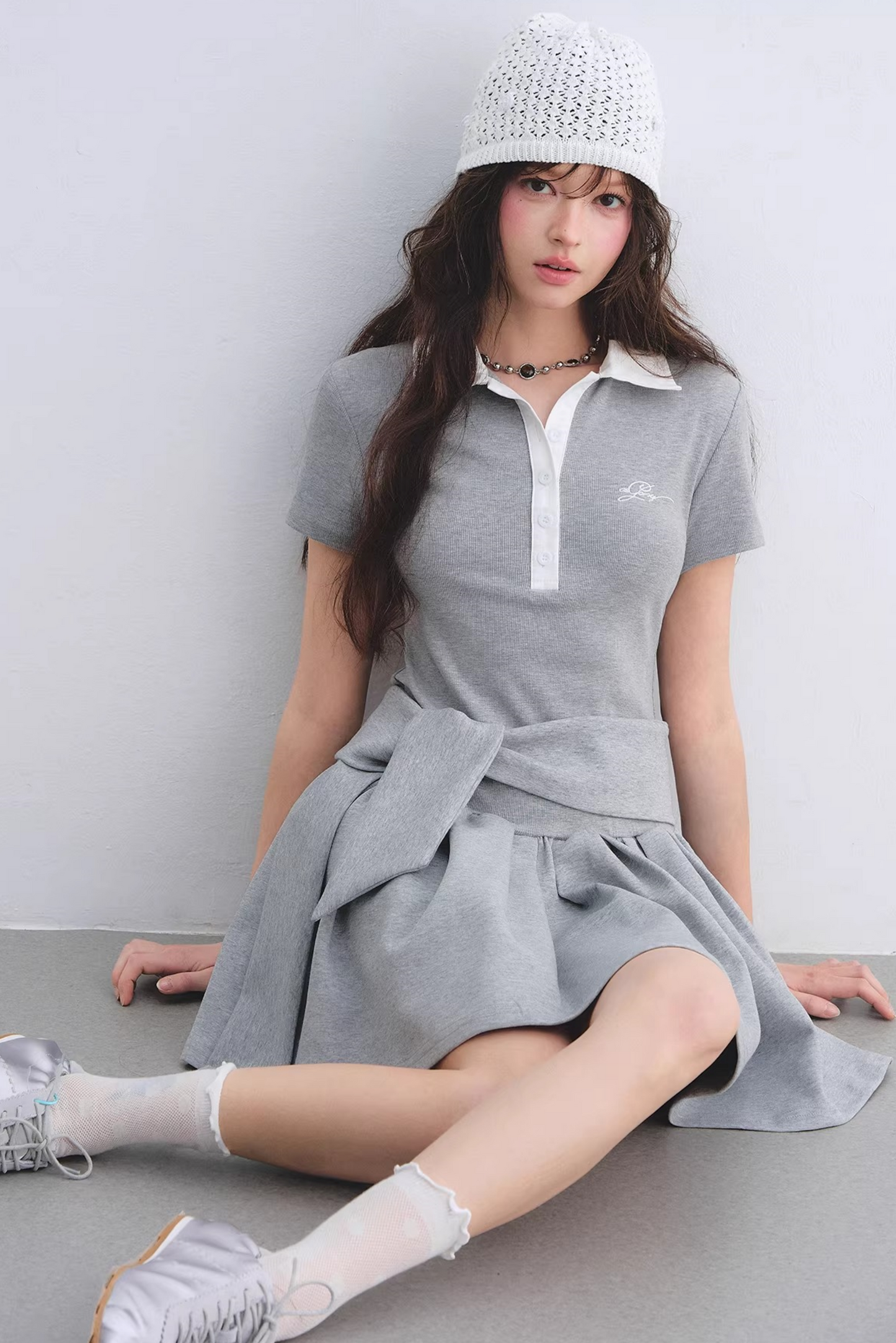 Contrasting Polo Puffy Dress