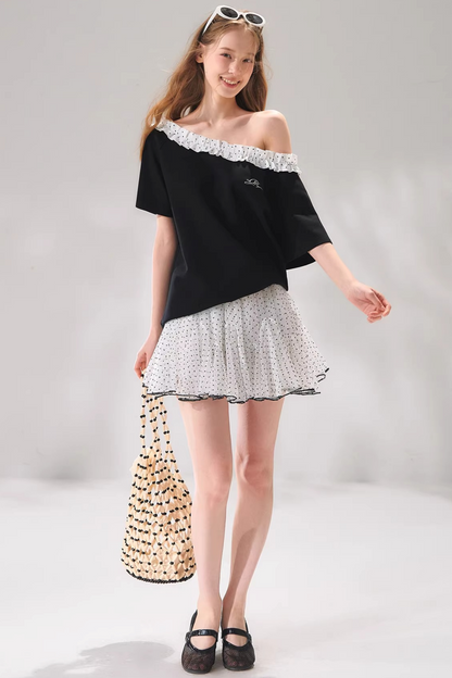 Velvet Polka Dot Skirt Set-Up