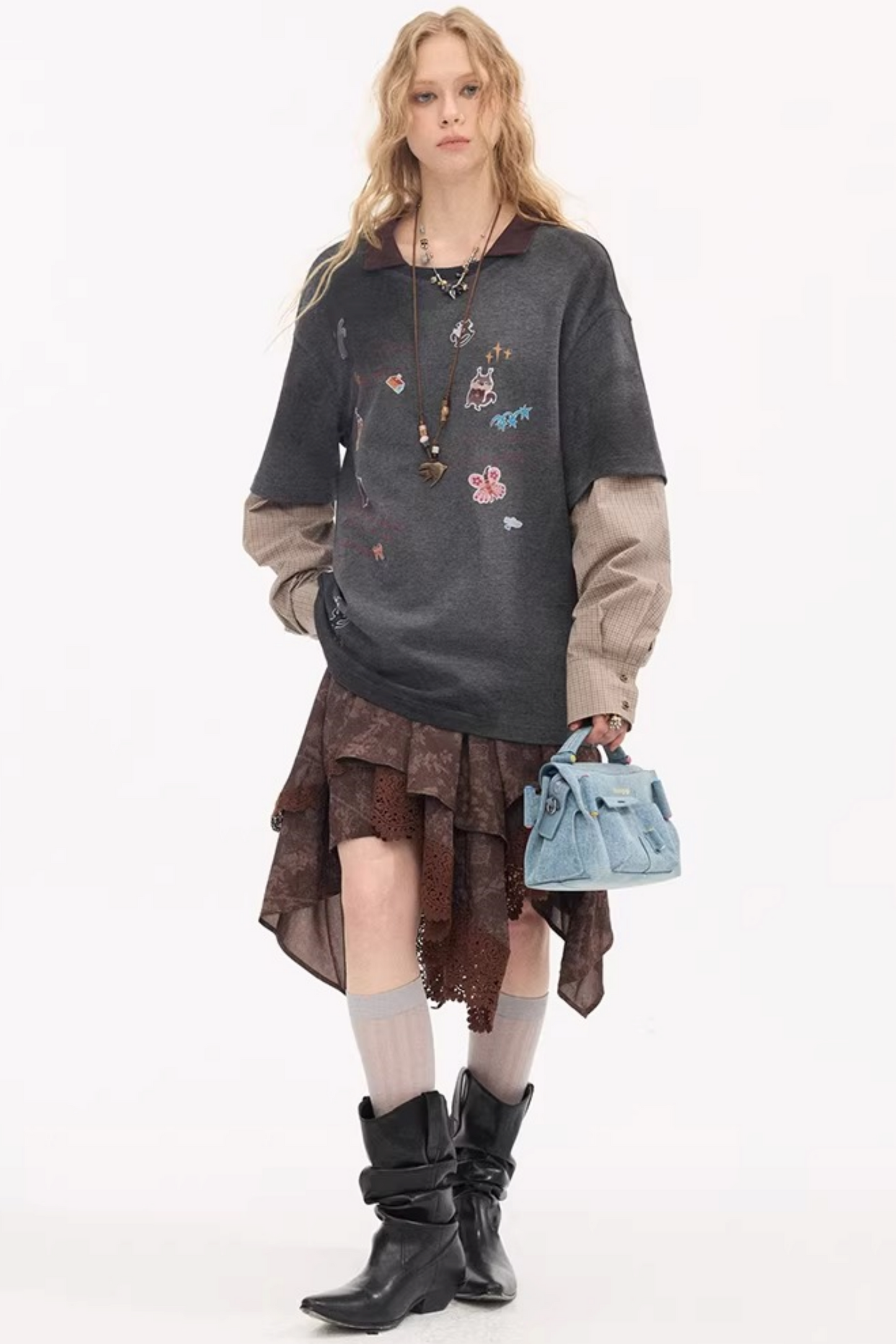 Cartoon Print Retro Sweater