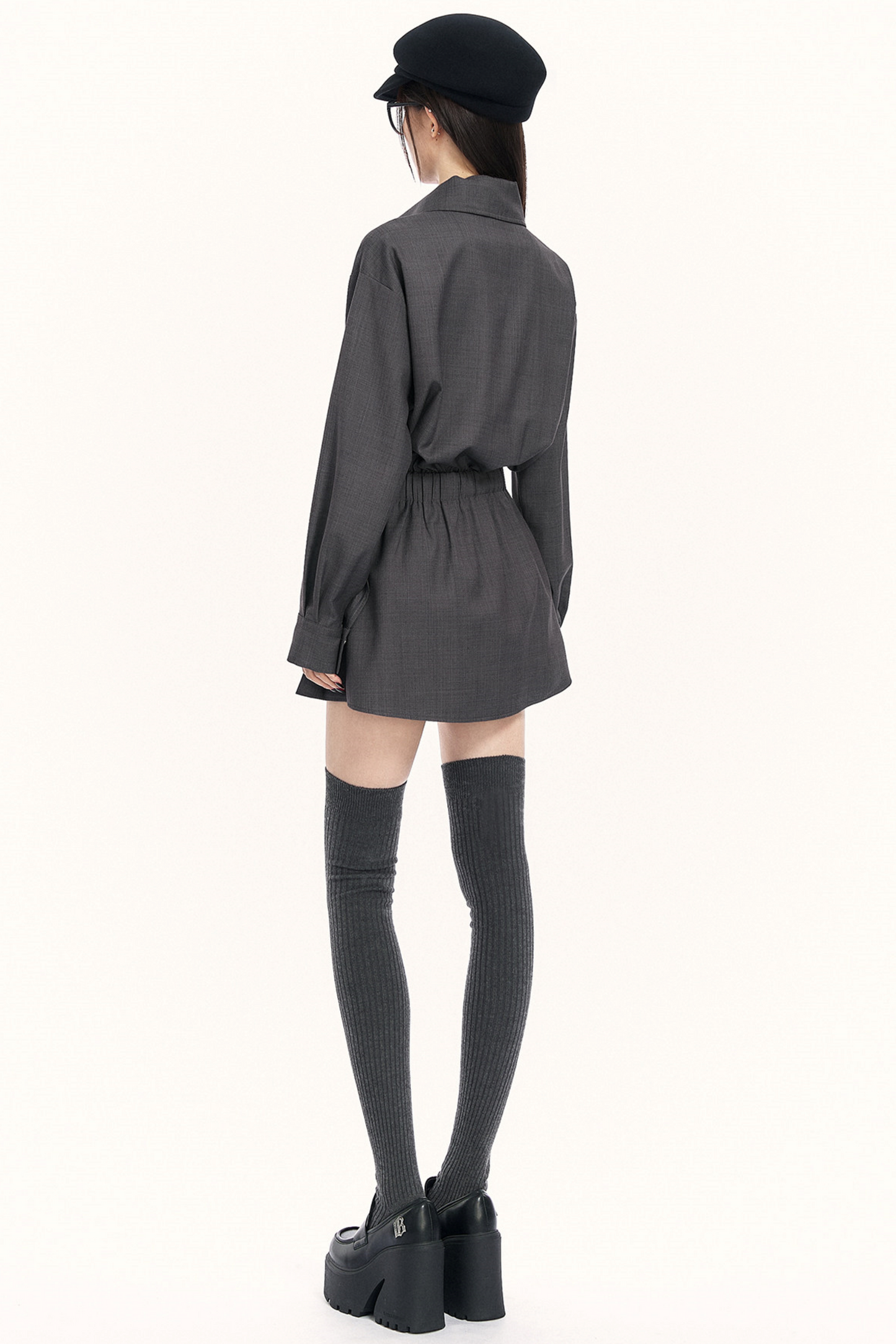 레트로 플리츠 트렌치 드레스