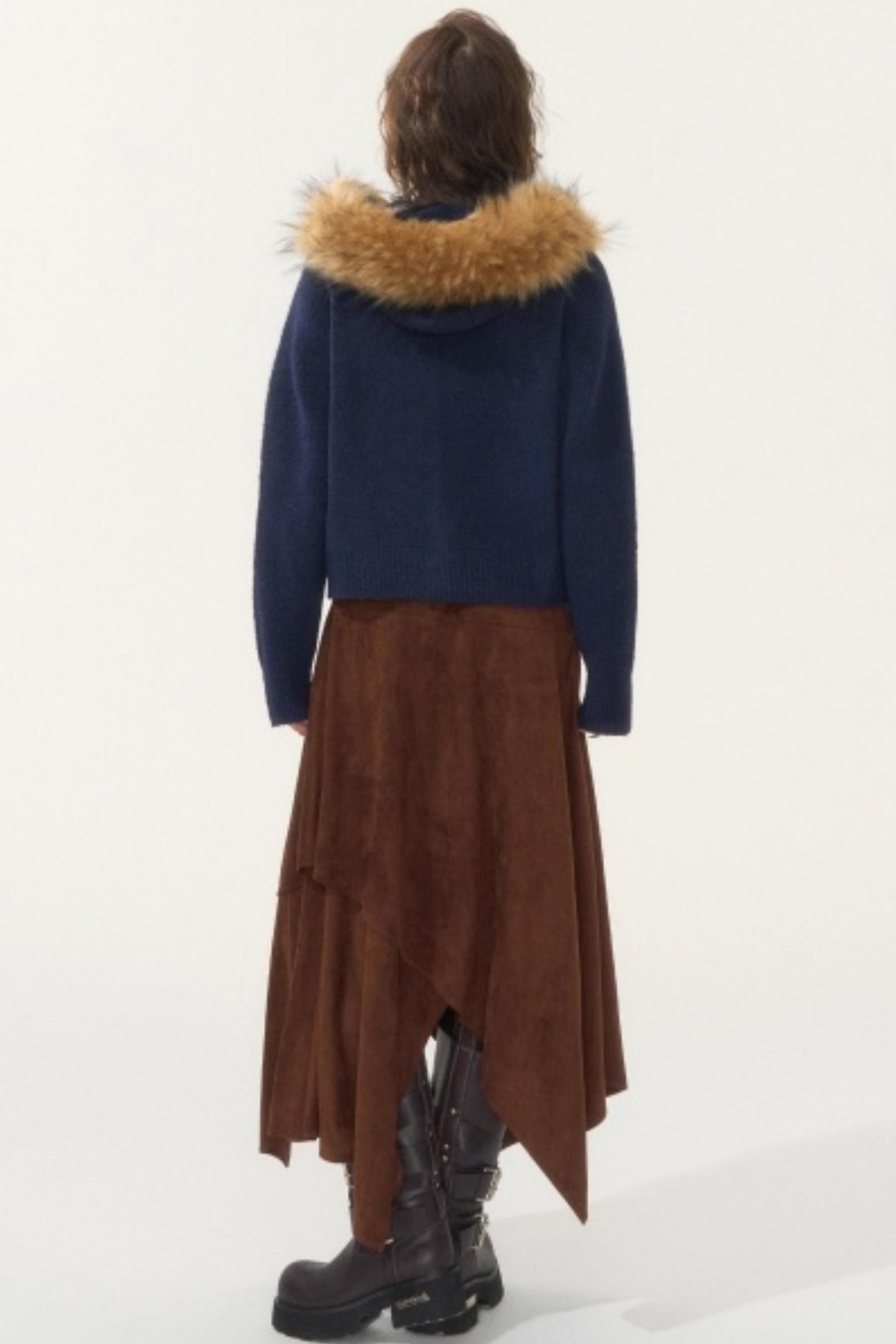 Detachable Fur Collar Cardigan