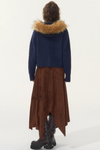 Detachable Fur Collar Cardigan