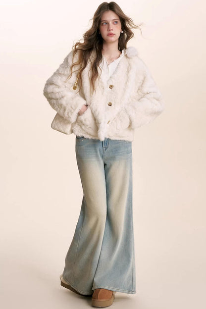 Plush Winter Fur Collar Sweater