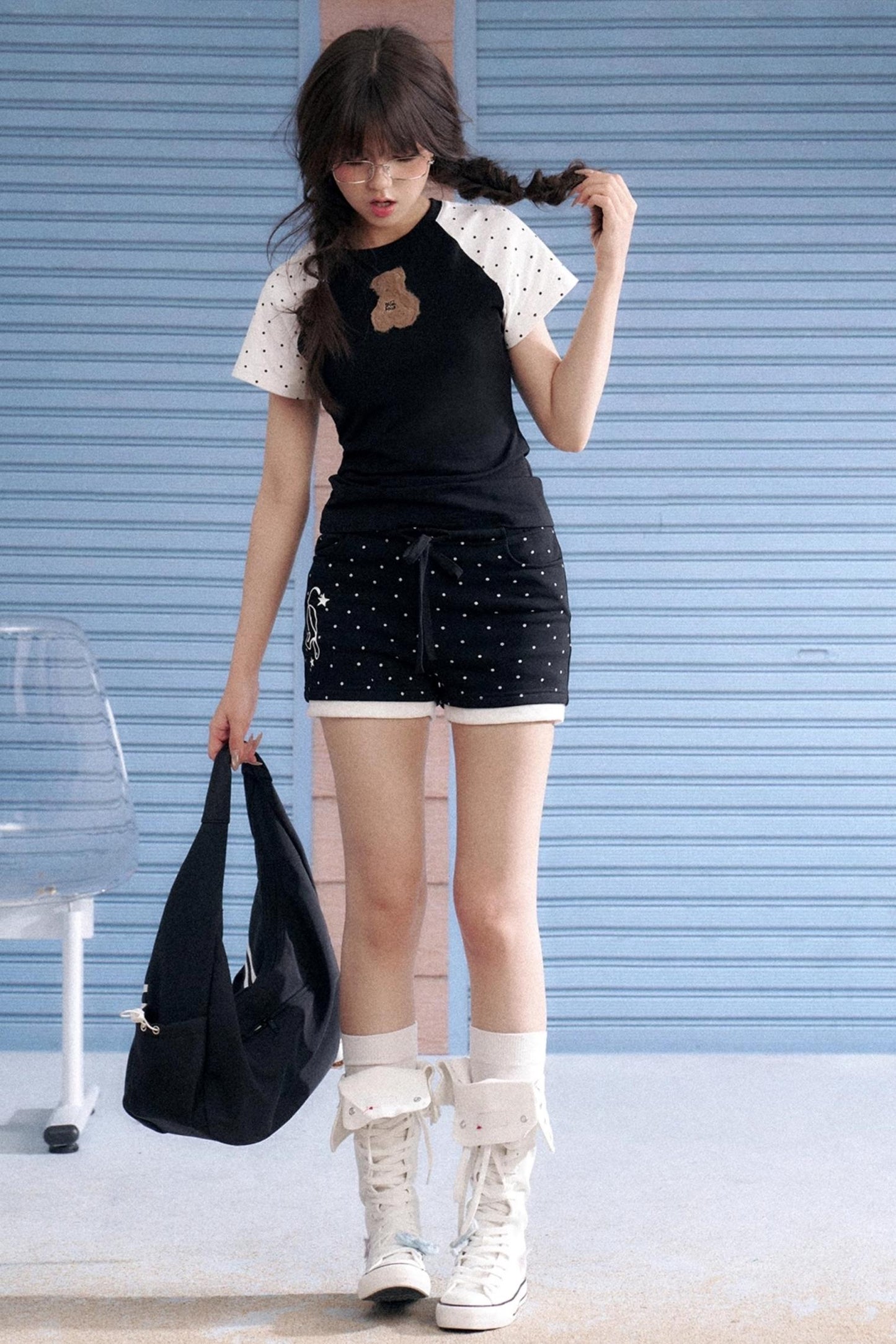 Detachable Polka Dot Peplum Shorts
