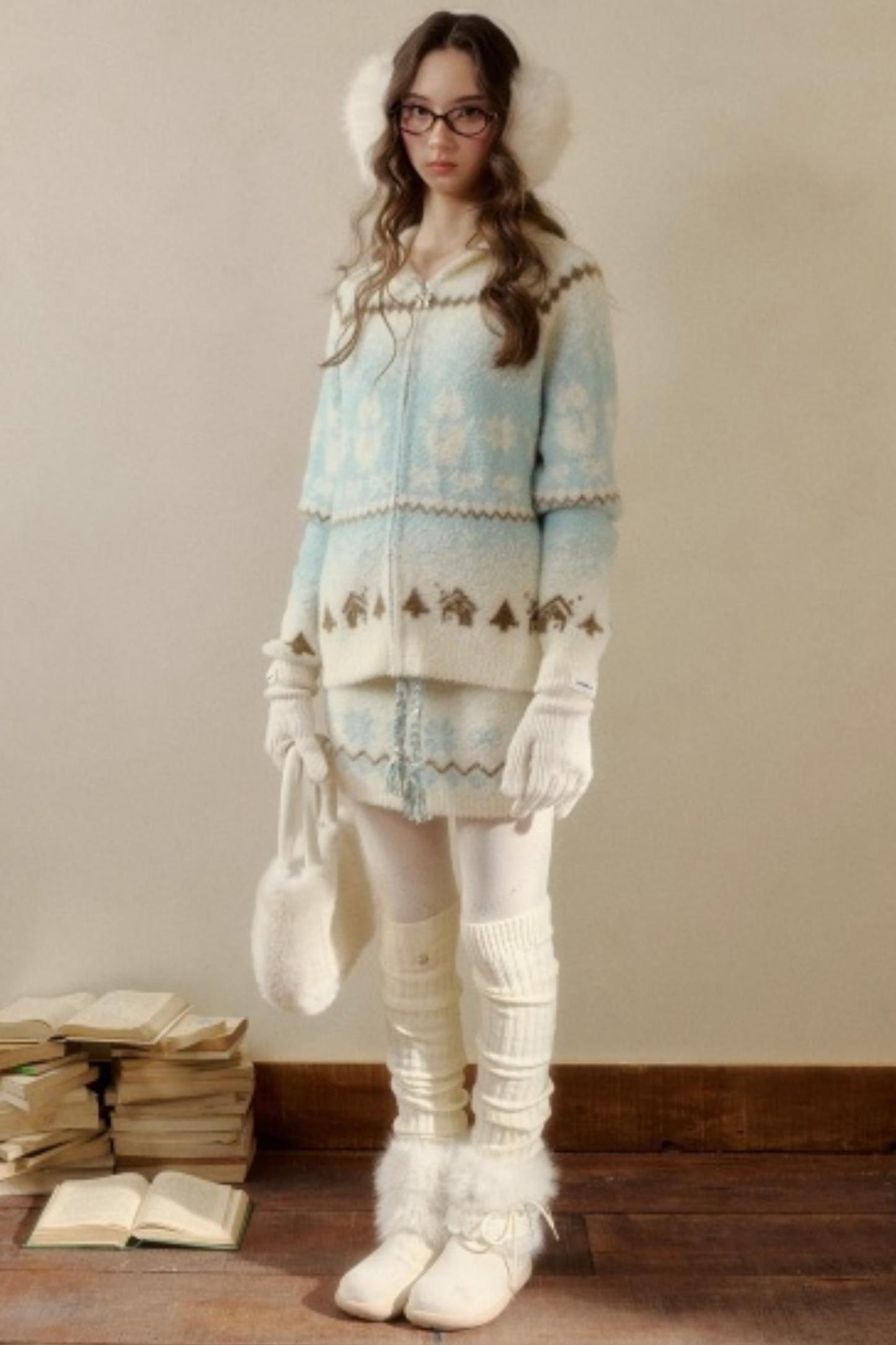 Fair Isle Mink Sweater Skirt Set-Up