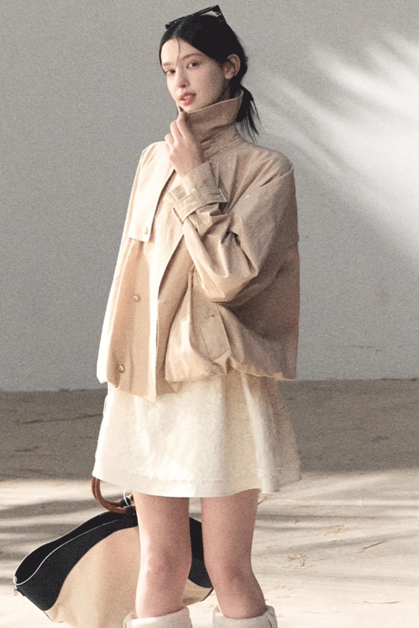 Wool Blend Embossed Floral Dress