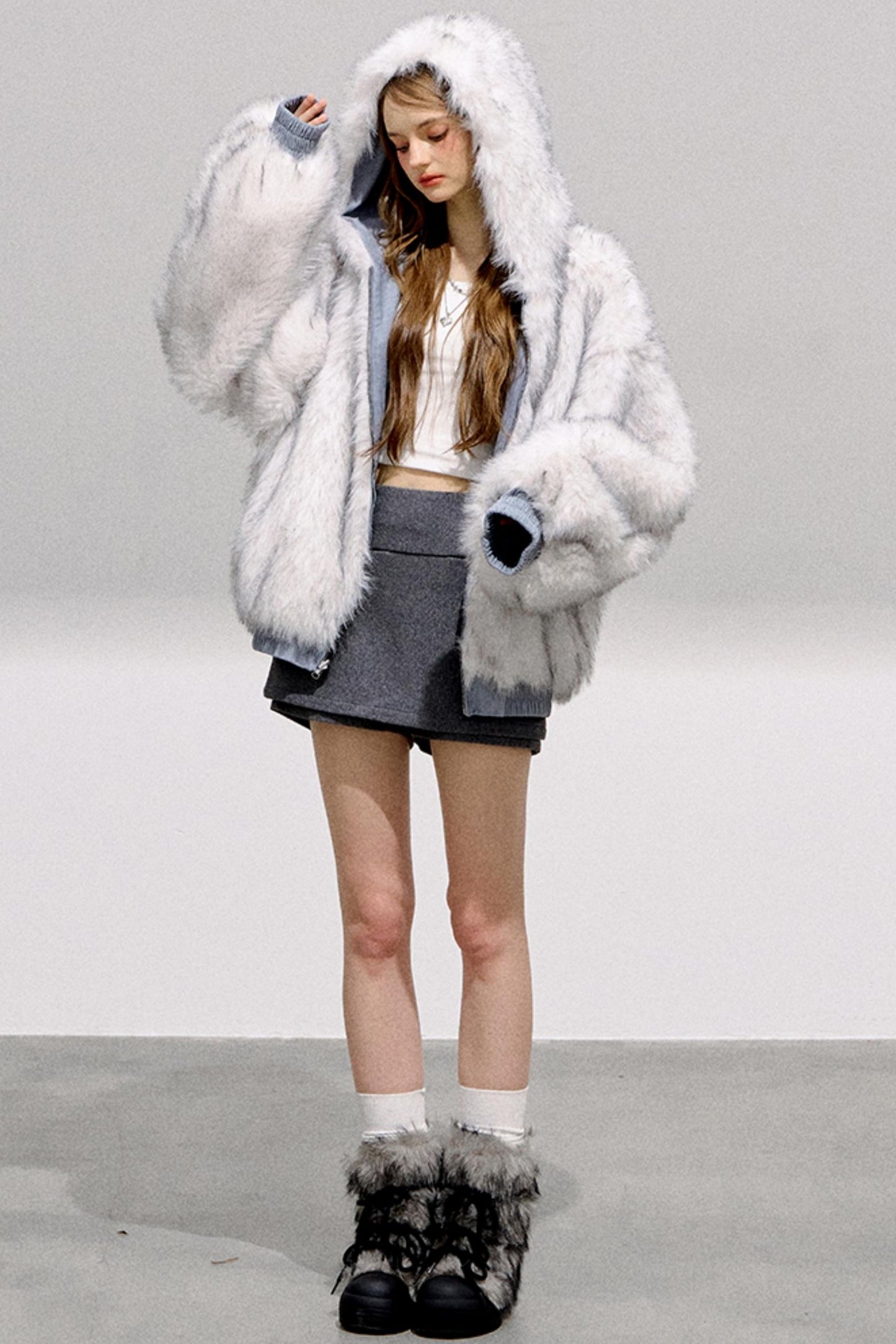 Glacier Blue Reversible Plush Jacket