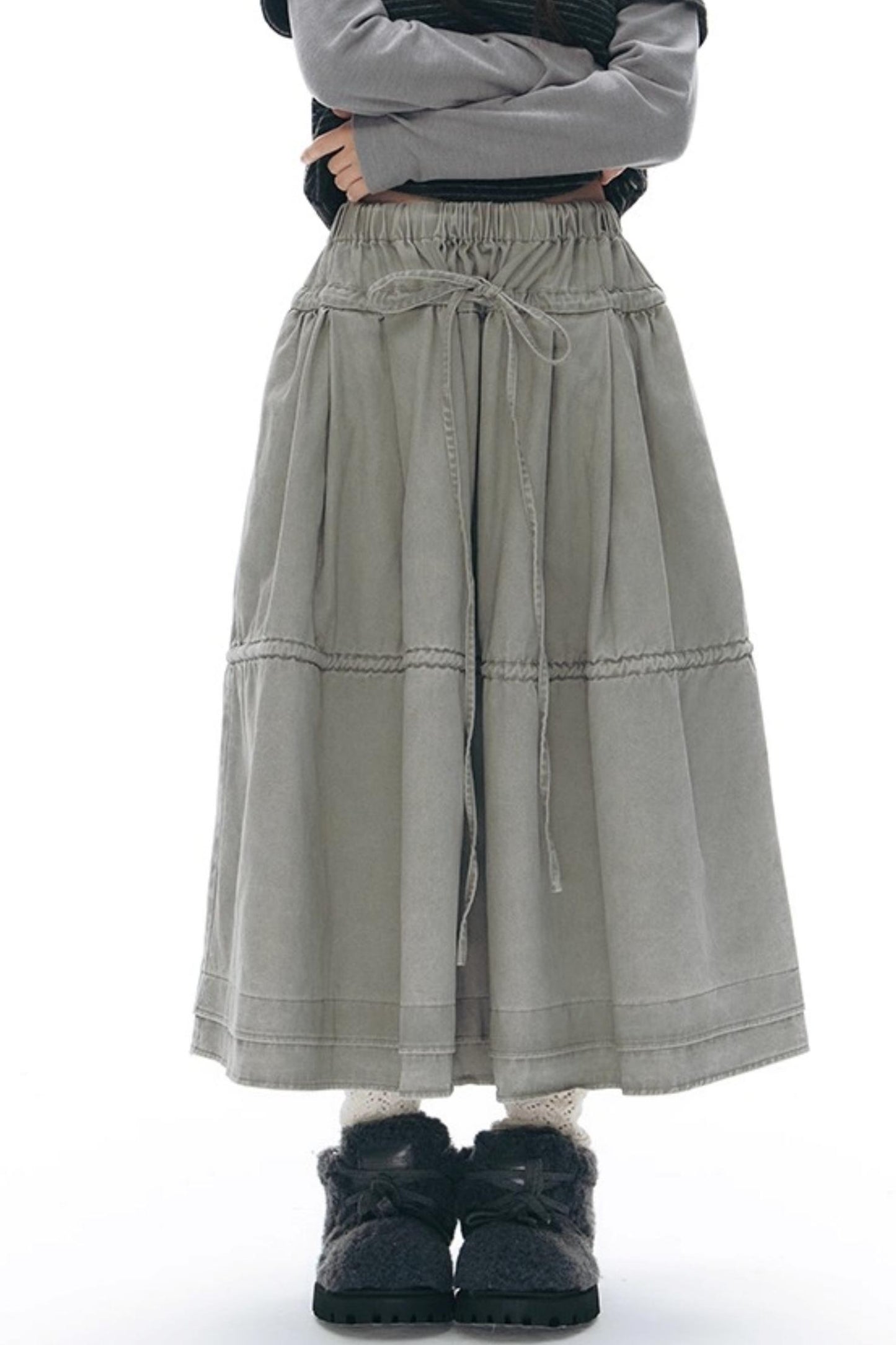 Elastic Cotton Dimensional Skirt