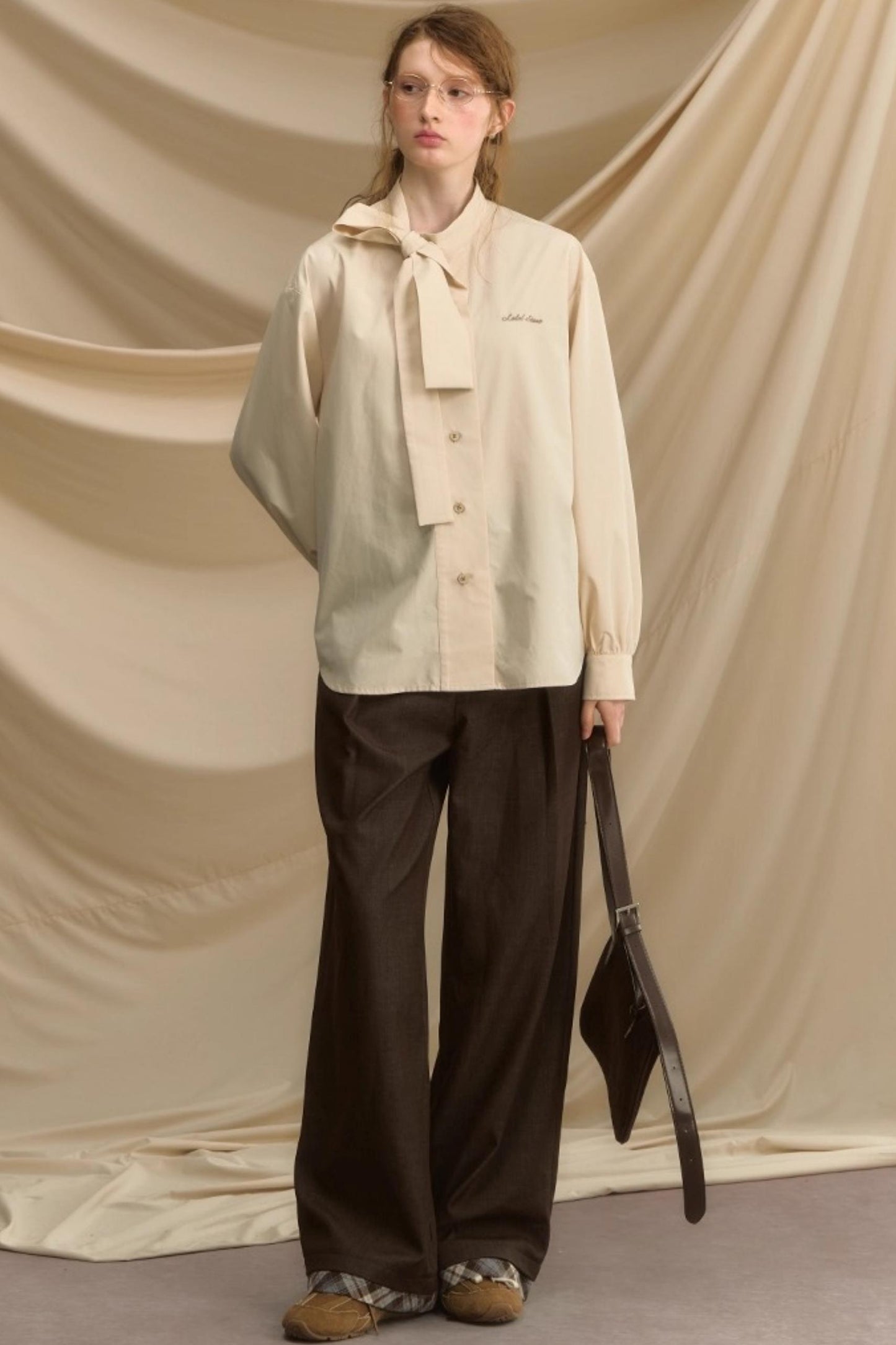 Vintage Bow Strap Striped Shirt