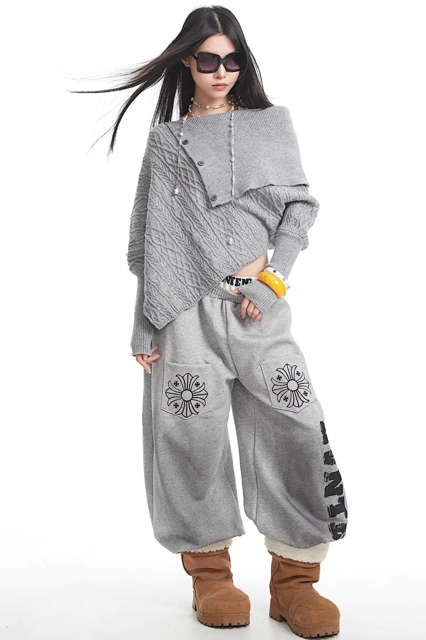 White One-Shoulder Knitted Sweater