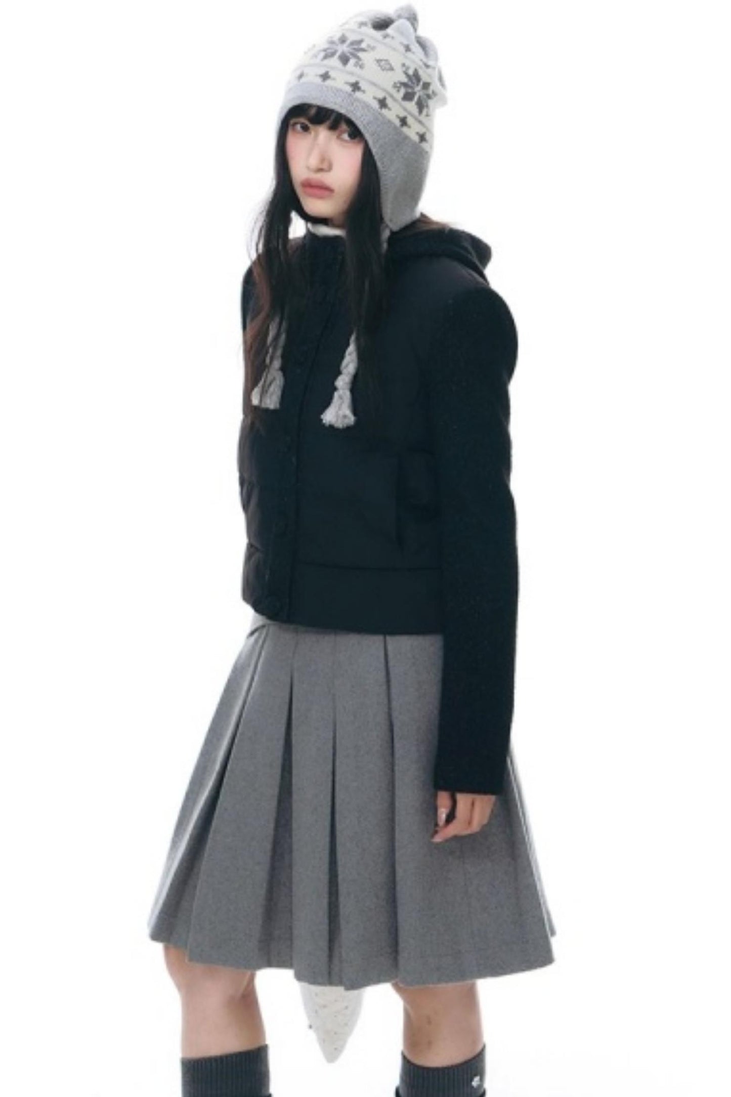 Patchwork Cropped Down Jacket