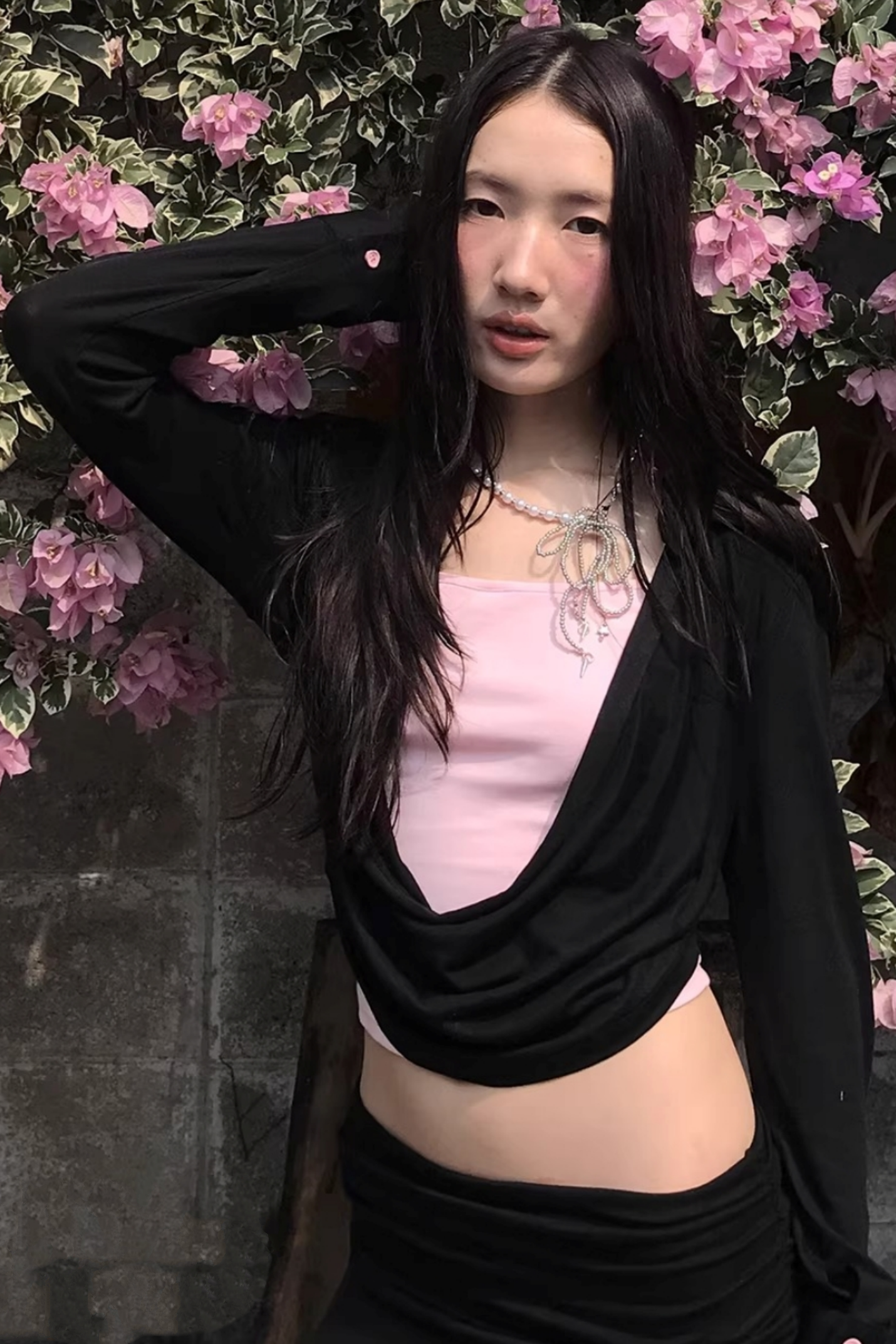 Color-Block Knit Cowl Top Set