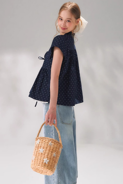 Ruffled Polka Dot Babydoll Top