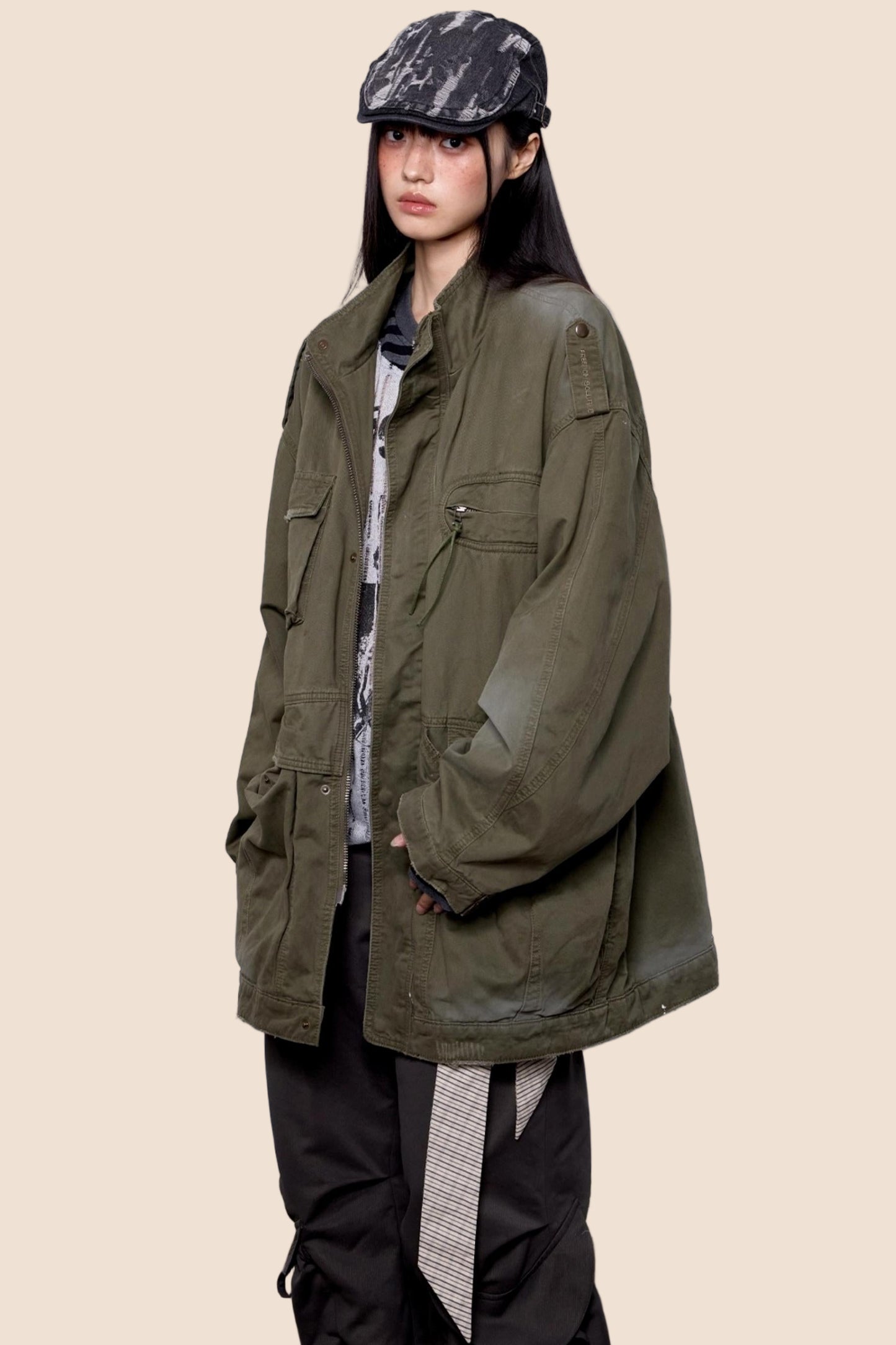 American Vintage Distressed Cargo Jacket