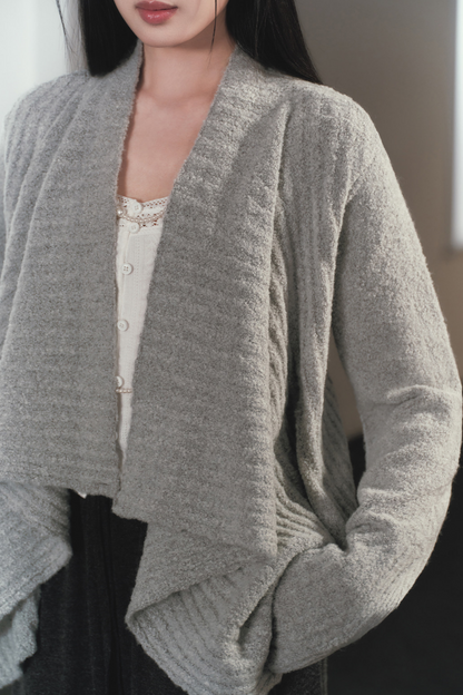 Irregular Lapel Knitted Cardigan