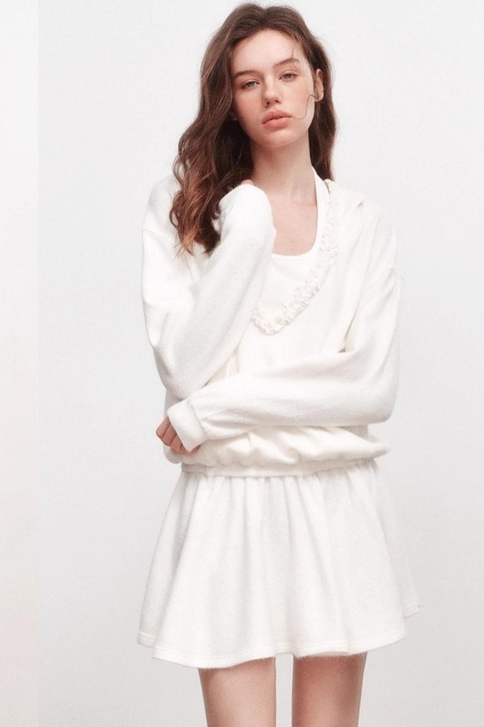 V-Neck Long Sleeve Ruffled Dress