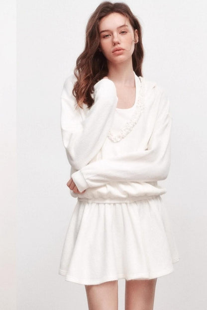 V-Neck Long Sleeve Ruffled Dress