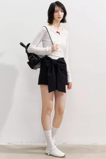 Three-Dimensional Bow Design Short Skirt