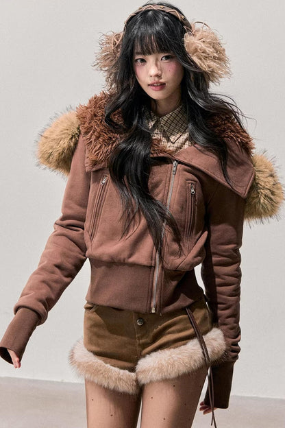 Korean Faux Fur Wide-Leg Pants