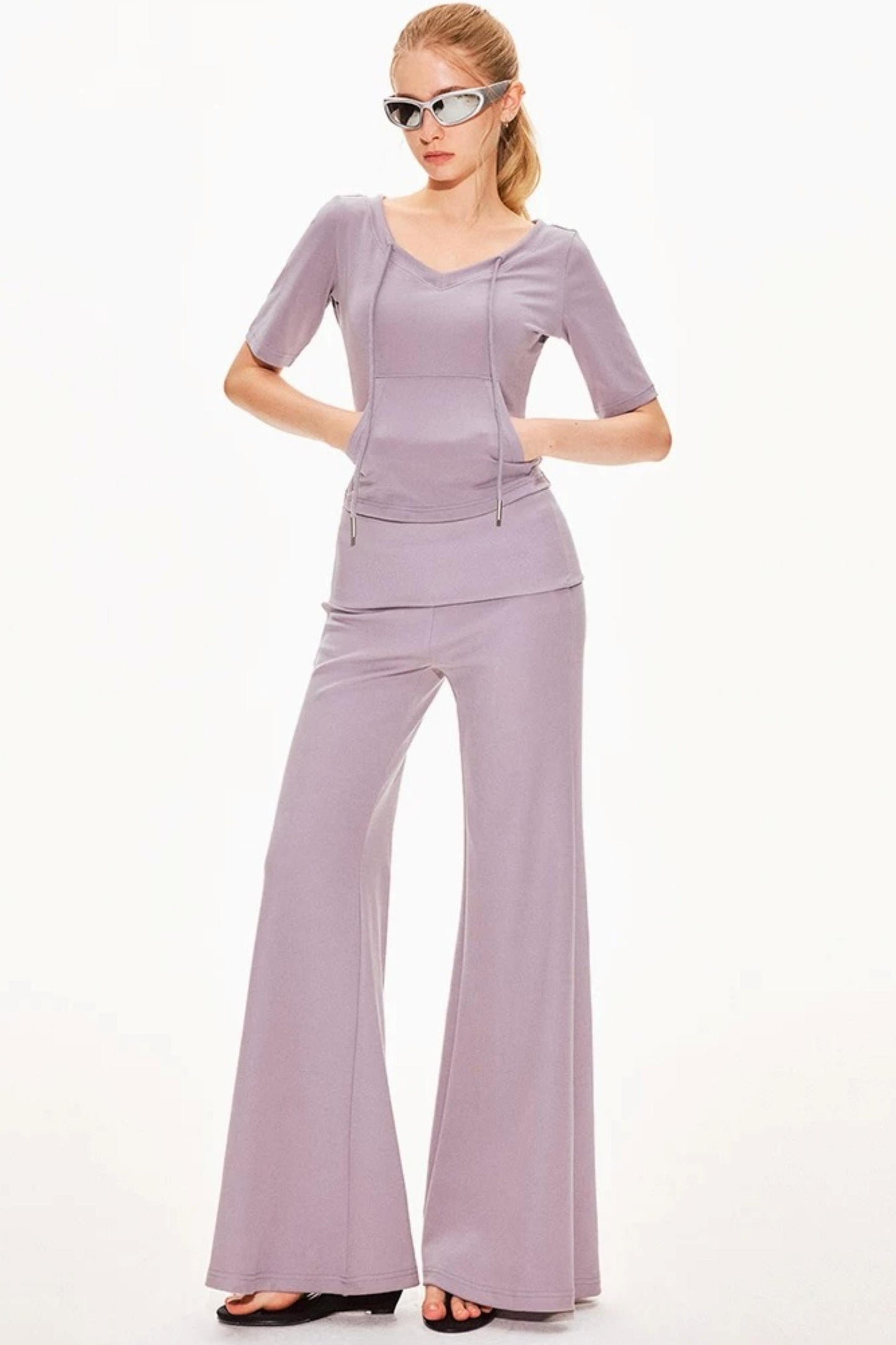 Lyocell Knit V-Neck Ensemble Set-Up