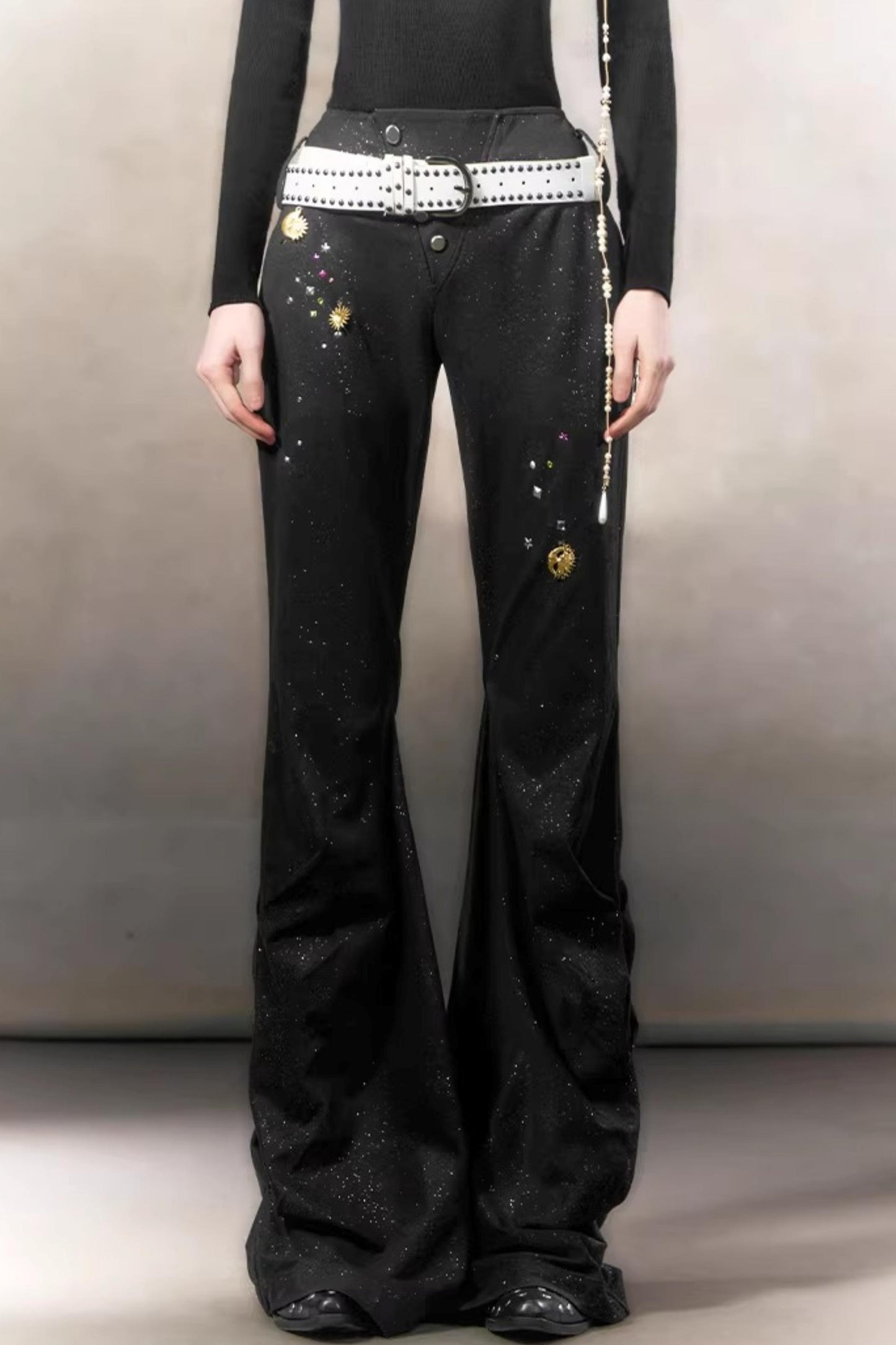 Retro Rhinestone Casual Pants