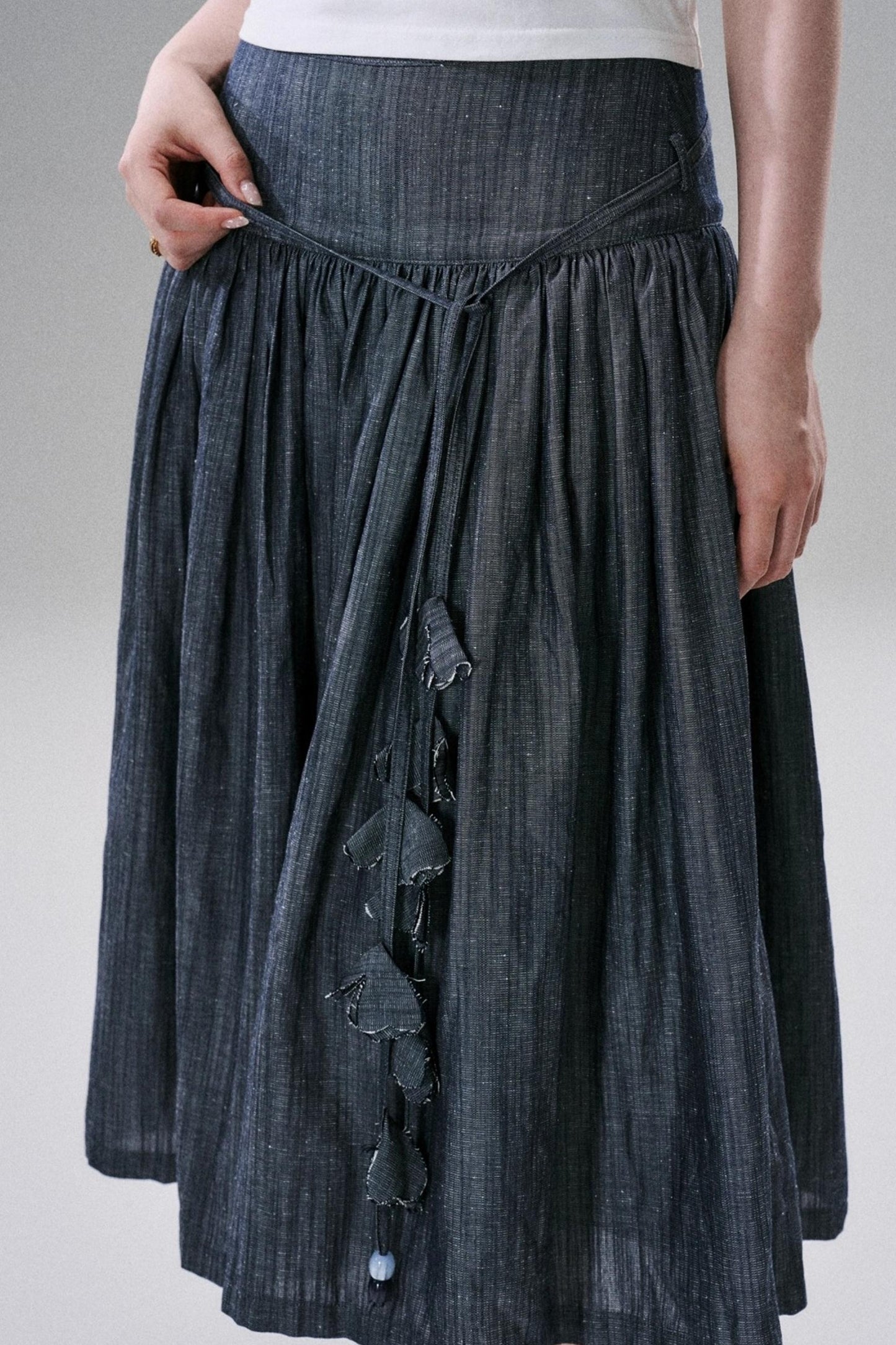 Soft Floral Belted Summer Skirt