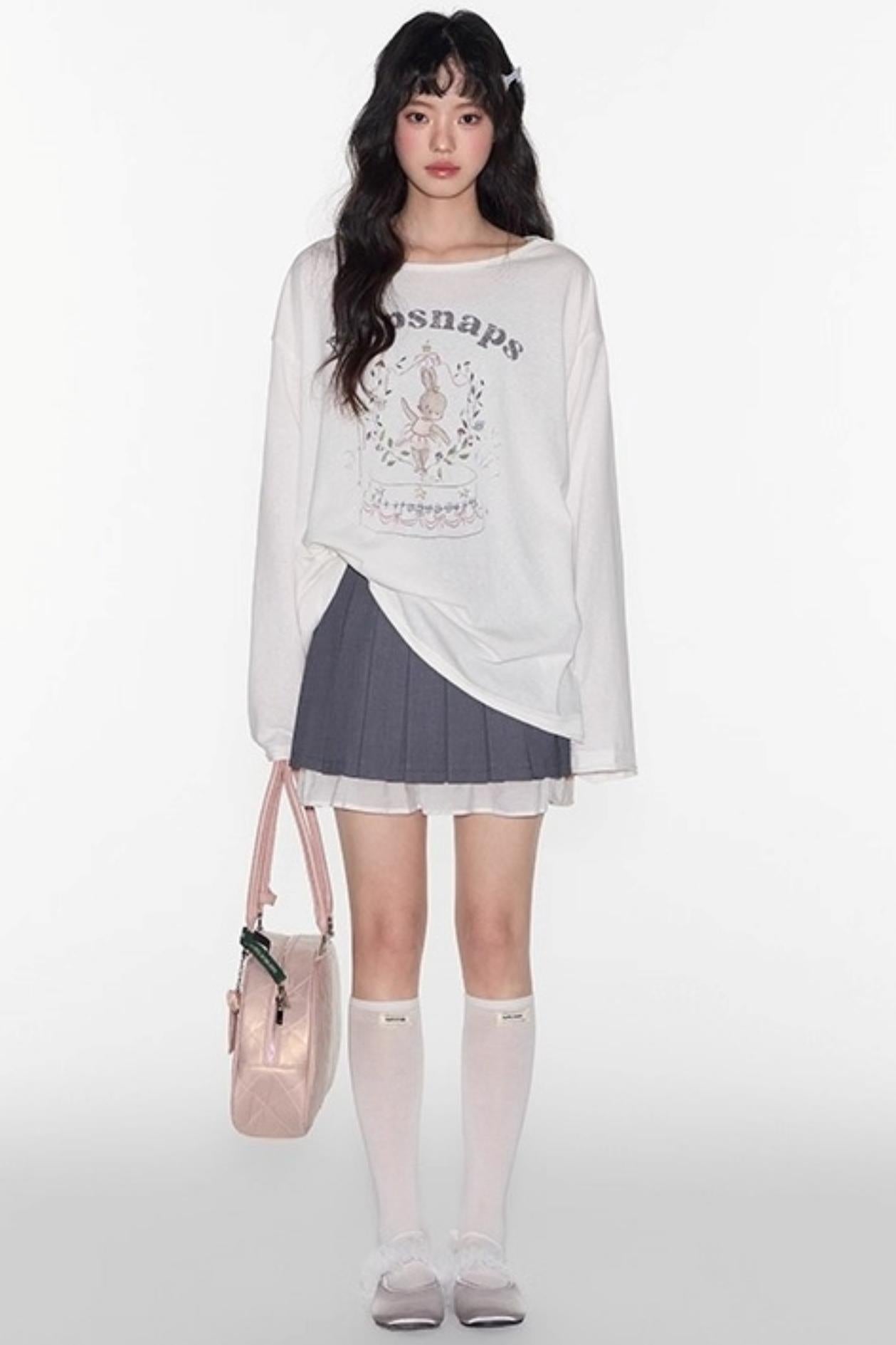 Cute Bunny Print Long Sleeve T-Shirt