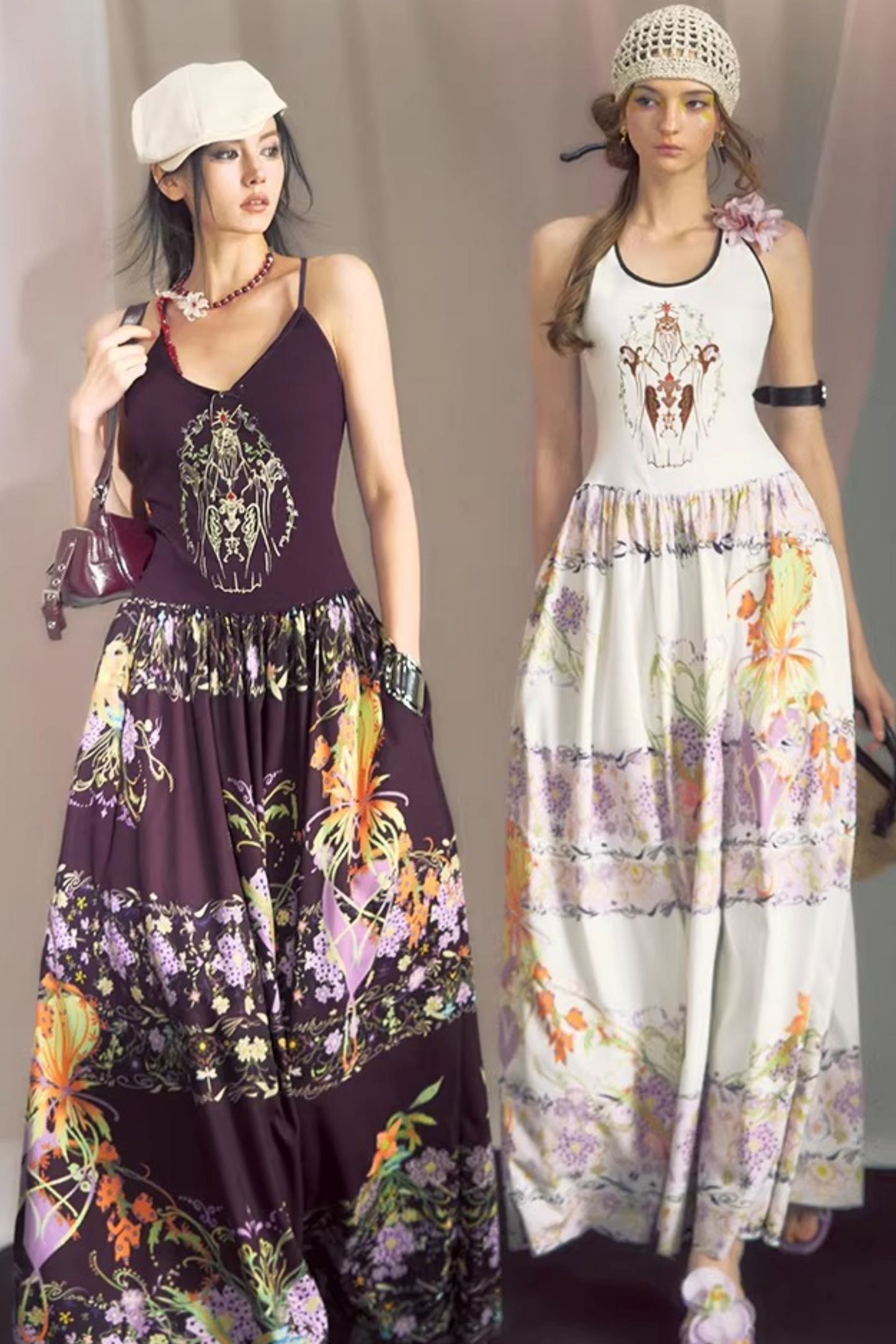 Violet Embroidered Suspender Dress